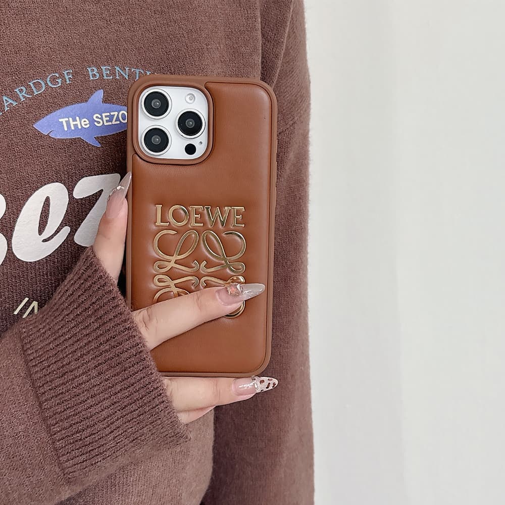 Loewe Gold Logo & Embossed Text iPhone Case (2 Colors)
