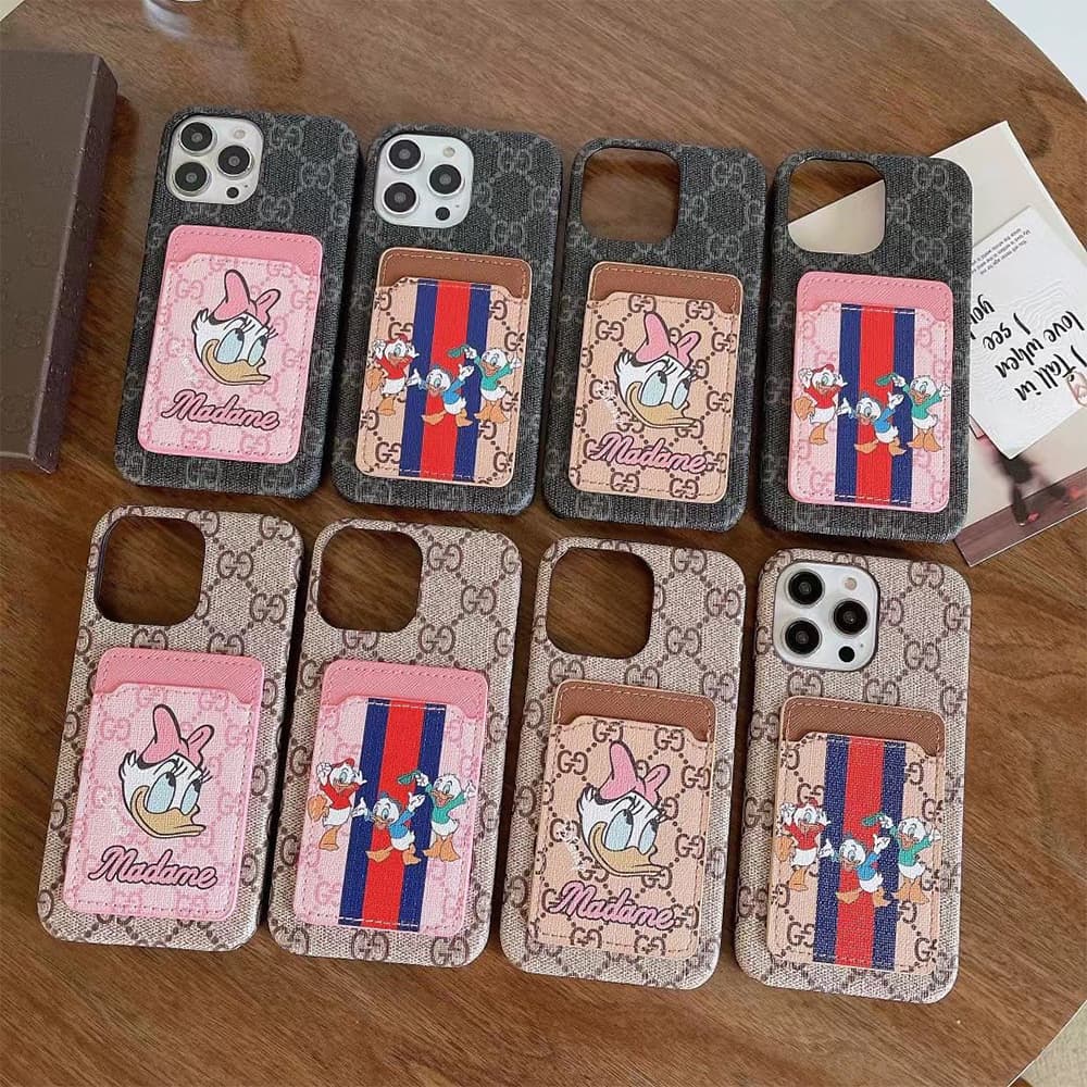 Gucci X Disney GG Print with Daisy Duck Card Slot iPhone Case