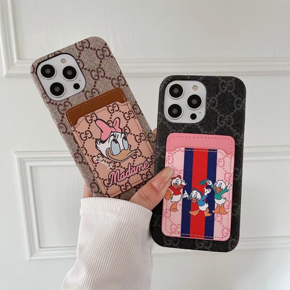 Gucci X Disney GG Print with Daisy Duck Card Slot iPhone Case
