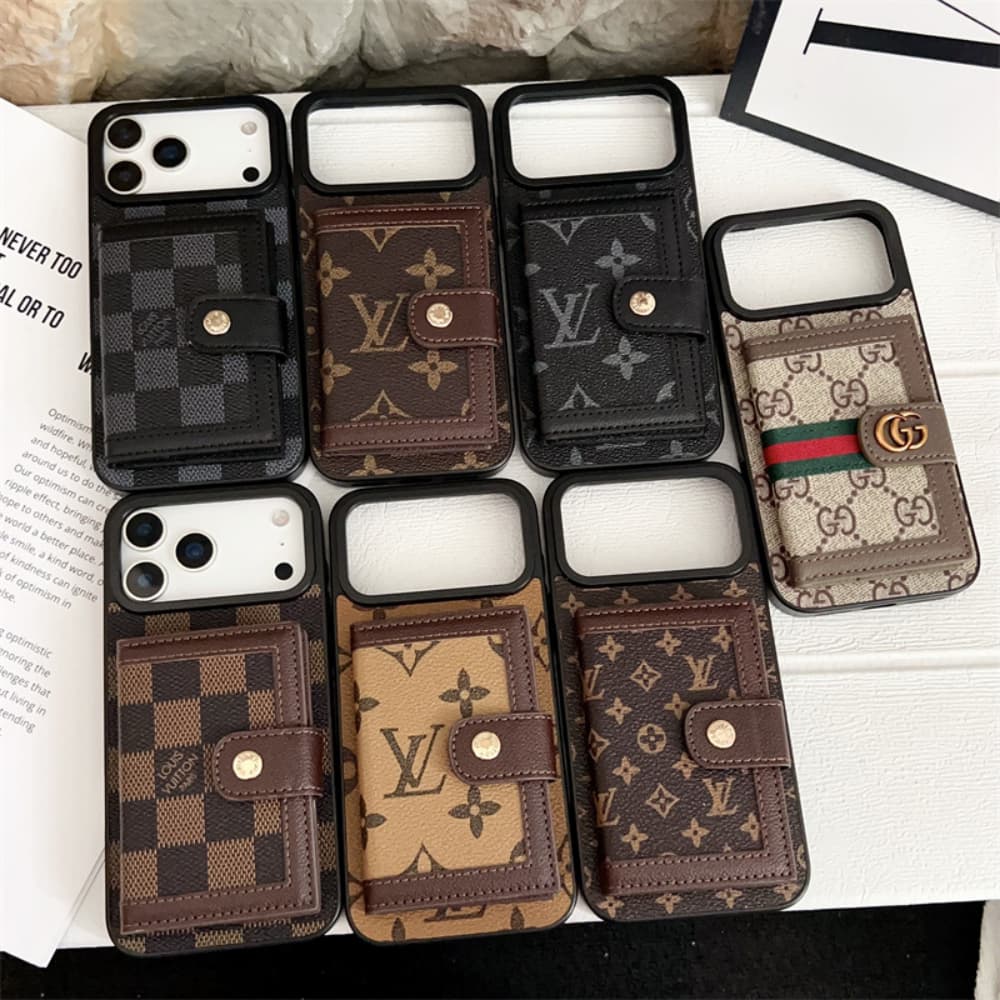 LV & Gucci Foldable Card Holder iPhone Case - Monogram/GG Print