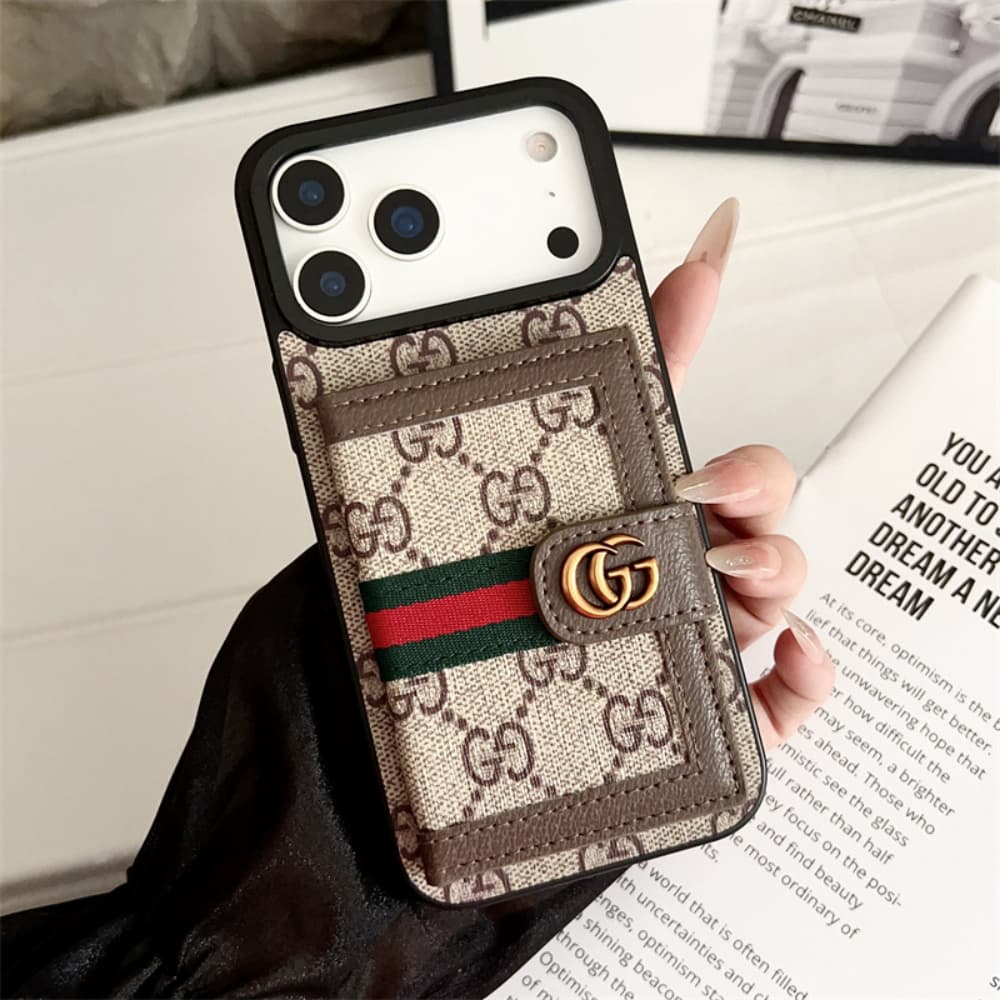 LV & Gucci Foldable Card Holder iPhone Case - Monogram/GG Print