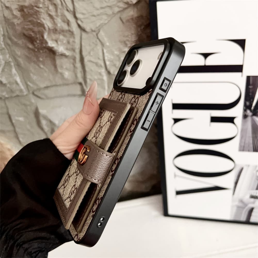 LV & Gucci Foldable Card Holder iPhone Case - Monogram/GG Print