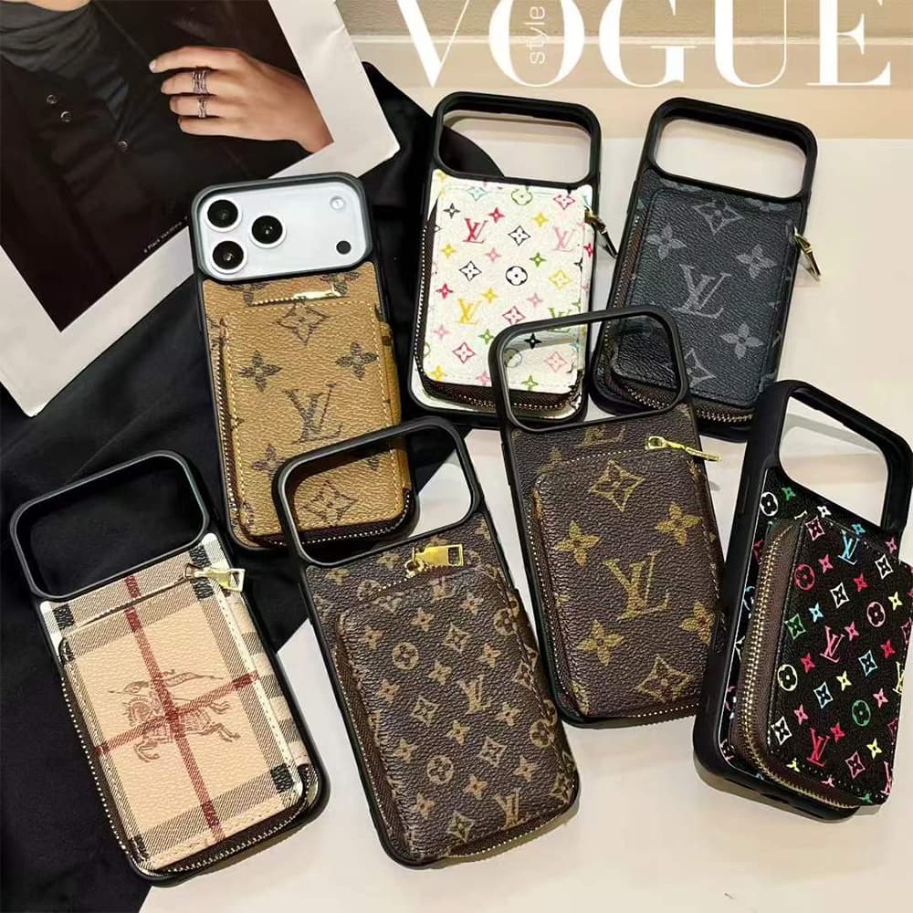LV & Burberry Zip Pouch Monogram/Check Print iPhone Case