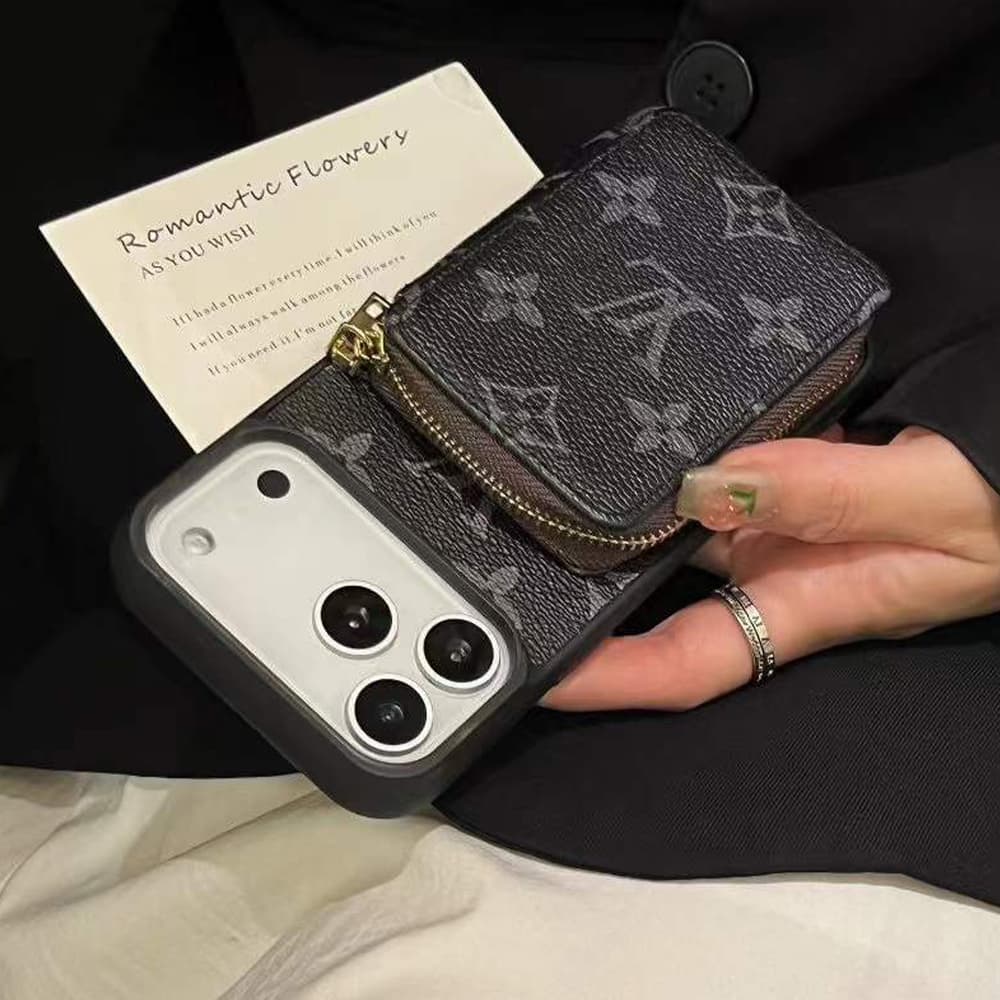 LV & Burberry Zip Pouch Monogram/Check Print iPhone Case
