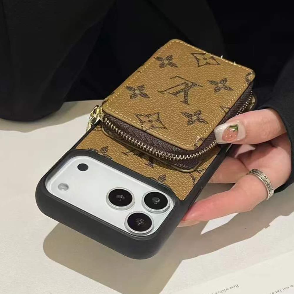 LV & Burberry Zip Pouch Monogram/Check Print iPhone Case