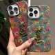 YSL Vintage Floral & Butterfly iPhone Case with Metal Logo