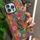 YSL Vintage Floral & Butterfly iPhone Case with Metal Logo