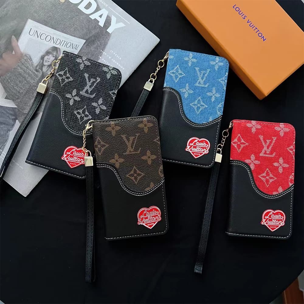 Louis Vuitton Denim & Leather Flip Cover iPhone Case