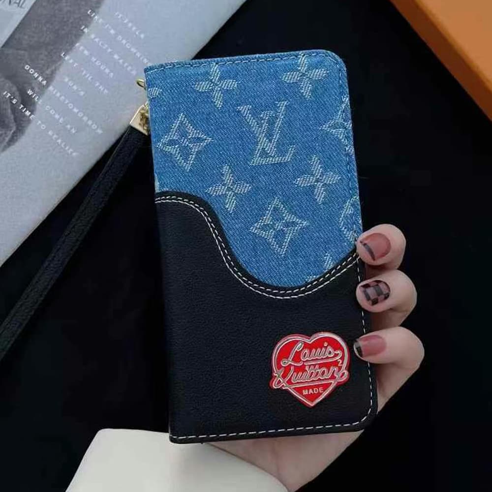 Louis Vuitton Denim & Leather Flip Cover iPhone Case