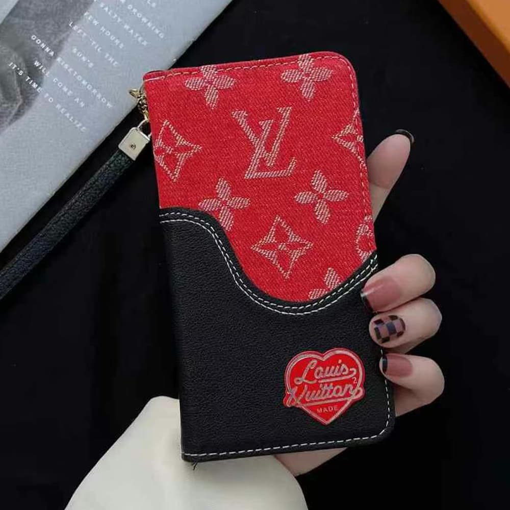 Louis Vuitton Denim & Leather Flip Cover iPhone Case