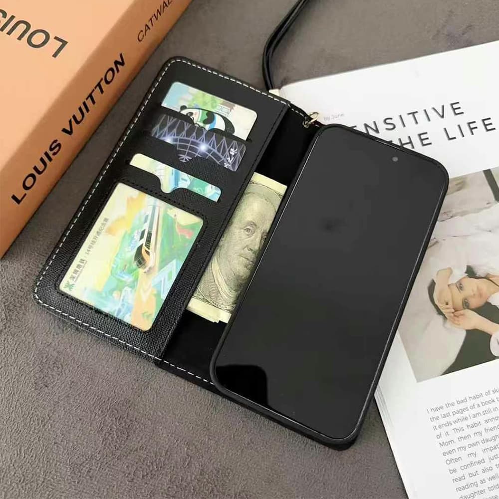 Louis Vuitton Denim & Leather Flip Cover iPhone Case