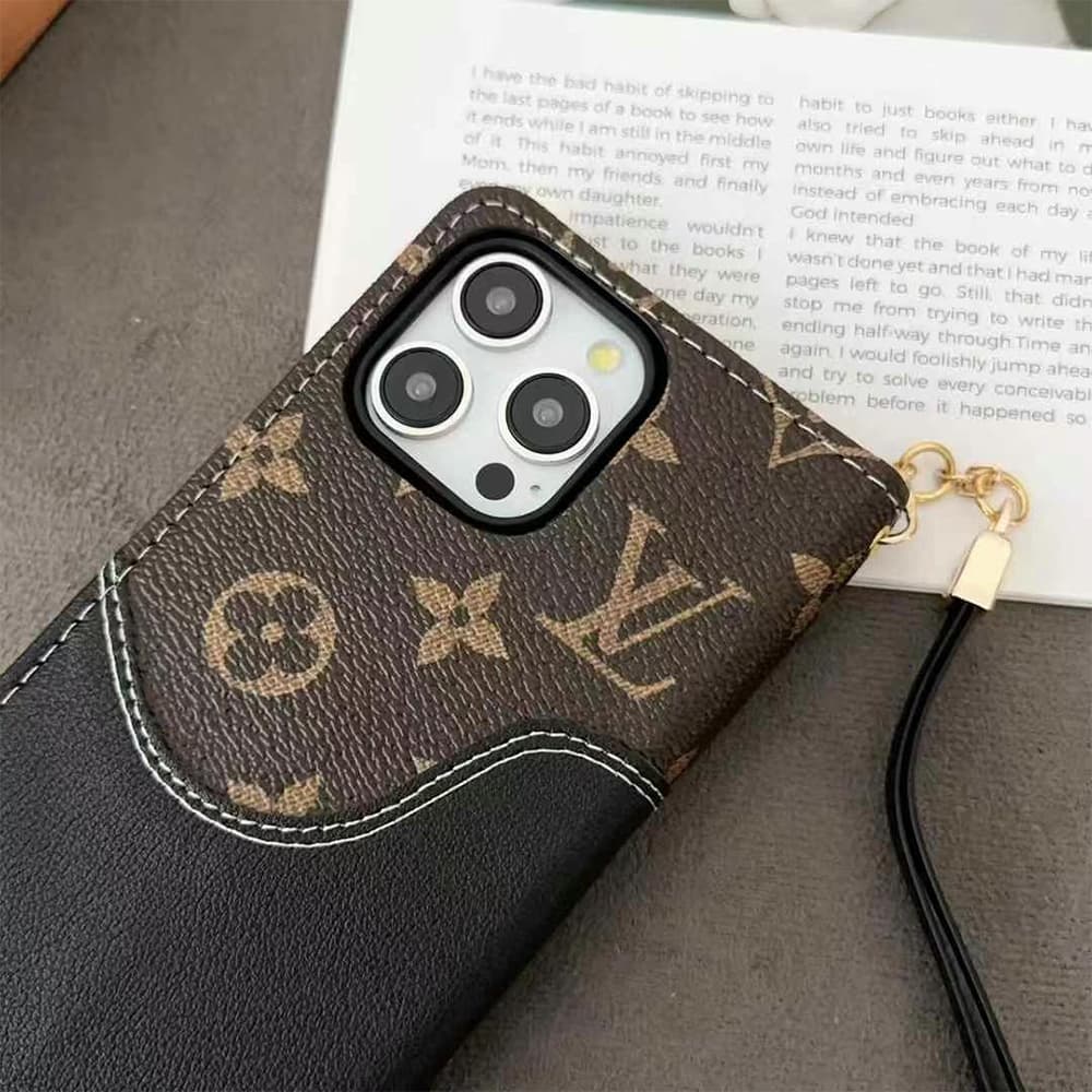 Louis Vuitton Denim & Leather Flip Cover iPhone Case