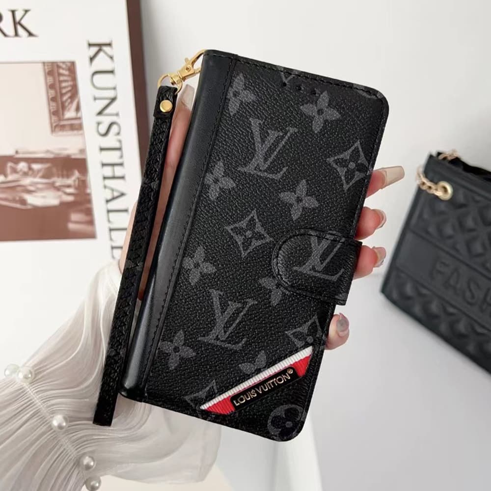 LV & Gucci Flip Leather iPhone Case with Short Strap