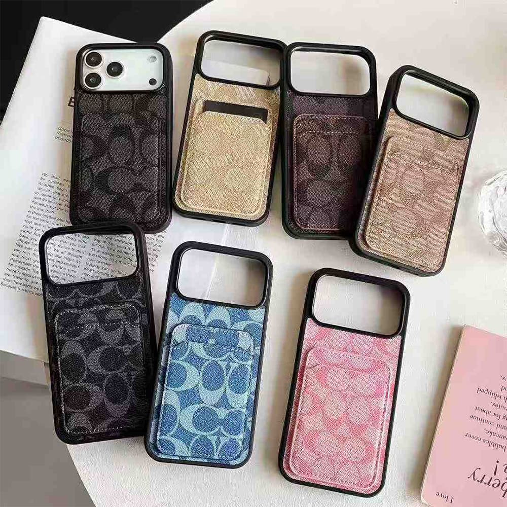 Coach Signature C Print iPhone Case with Card Holder (Multiple Colors)