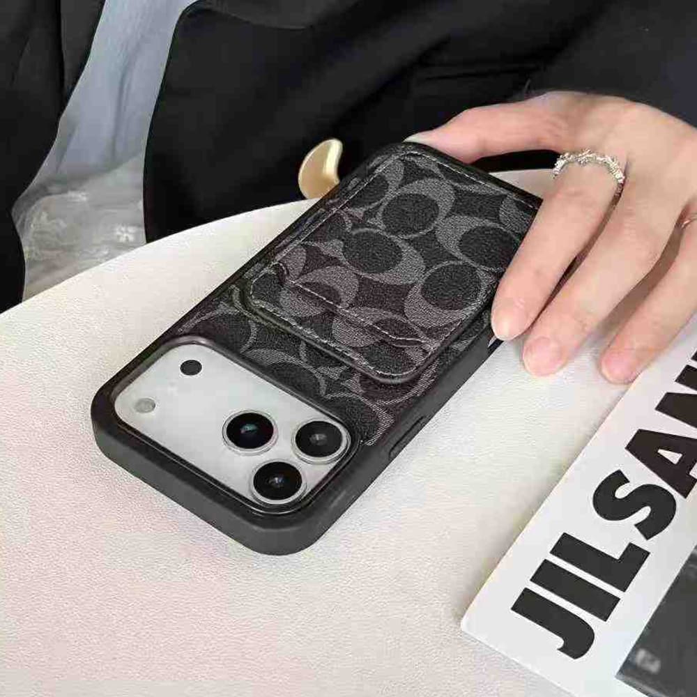 Coach Signature C Print iPhone Case with Card Holder (Multiple Colors)