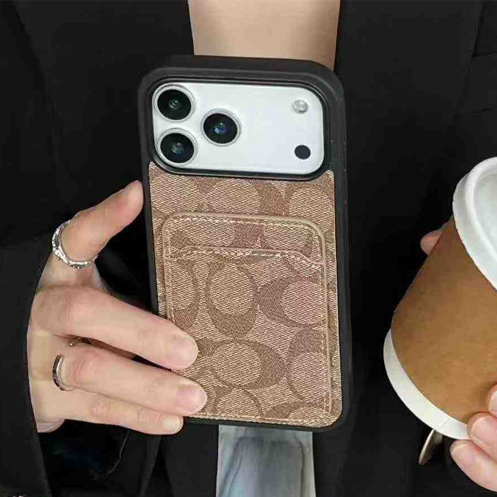 Coach Signature C Print iPhone Case with Card Holder (Multiple Colors)