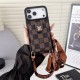 LV & Gucci Flip-style Card Holder Crossbody iPhone Case