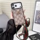 LV & Gucci Flip-style Card Holder Crossbody iPhone Case