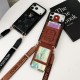 LV & Gucci Flip-style Card Holder Crossbody iPhone Case