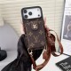 LV & Gucci Flip-style Card Holder Crossbody iPhone Case