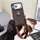 LV & Gucci Flip-style Card Holder Crossbody iPhone Case