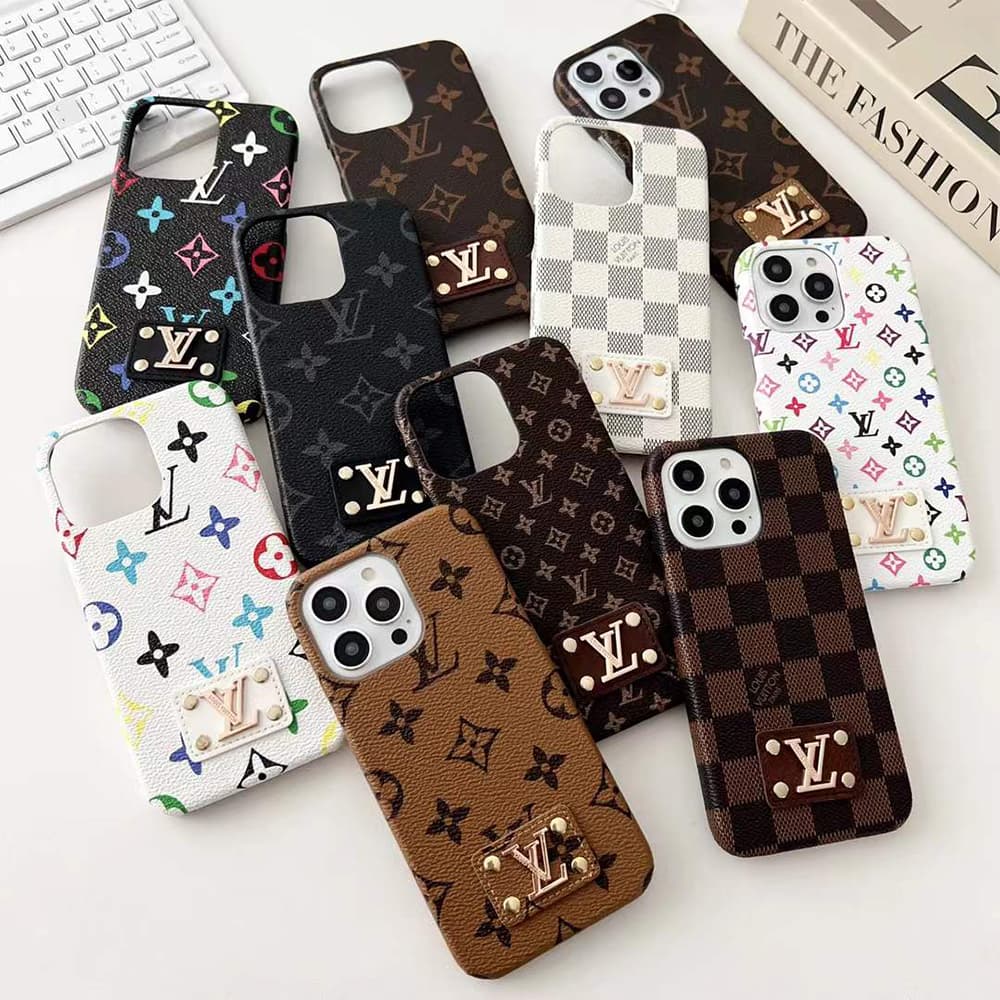 LV Monogram & Leather Patch & Metal Accent iPhone Case
