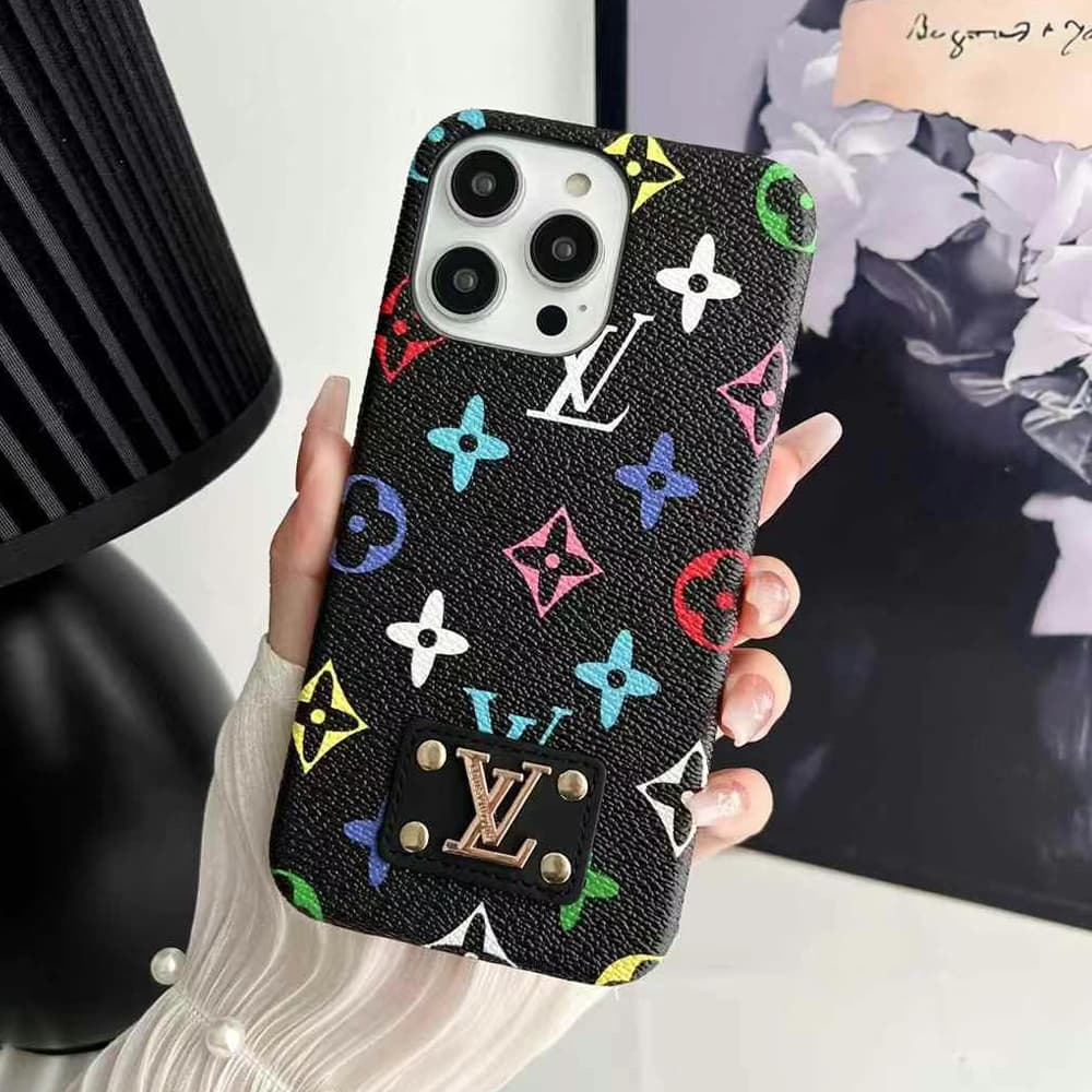 LV Monogram & Leather Patch & Metal Accent iPhone Case