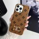 LV Monogram & Leather Patch & Metal Accent iPhone Case