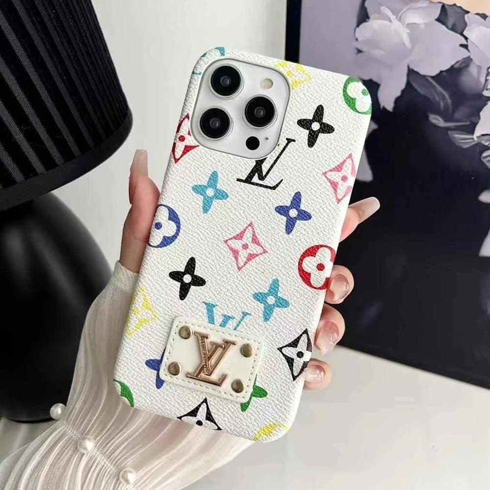LV Monogram & Leather Patch & Metal Accent iPhone Case