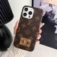 LV Monogram & Leather Patch & Metal Accent iPhone Case