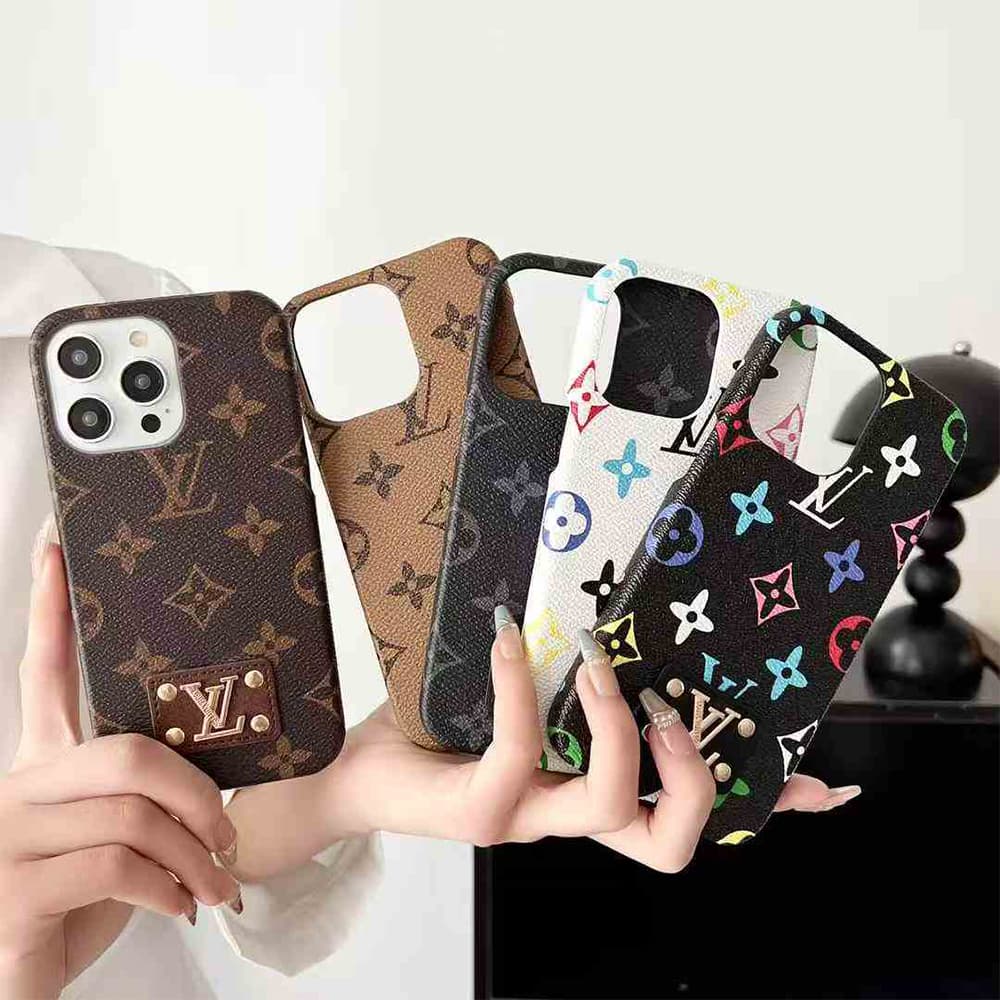 LV Monogram & Leather Patch & Metal Accent iPhone Case