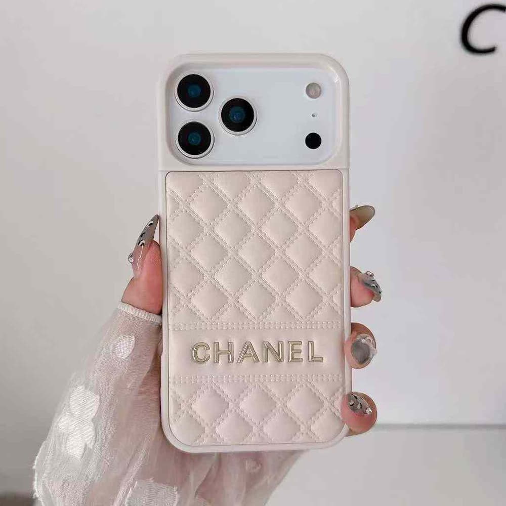 Chanel Quilted Pattern with Gold Logo iPhone Case