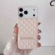 Chanel Quilted Pattern with Gold Logo iPhone Case