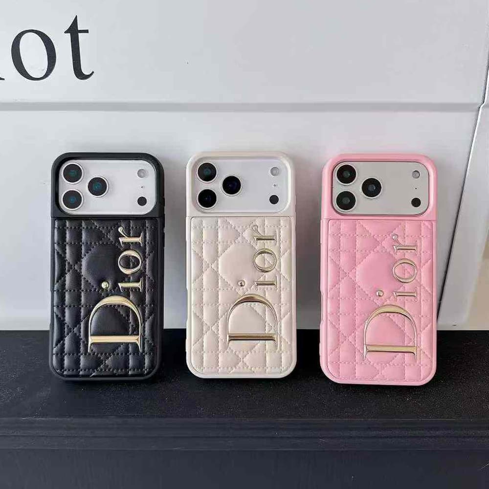 Dior Quilted Pattern with Metallic Logo iPhone Case