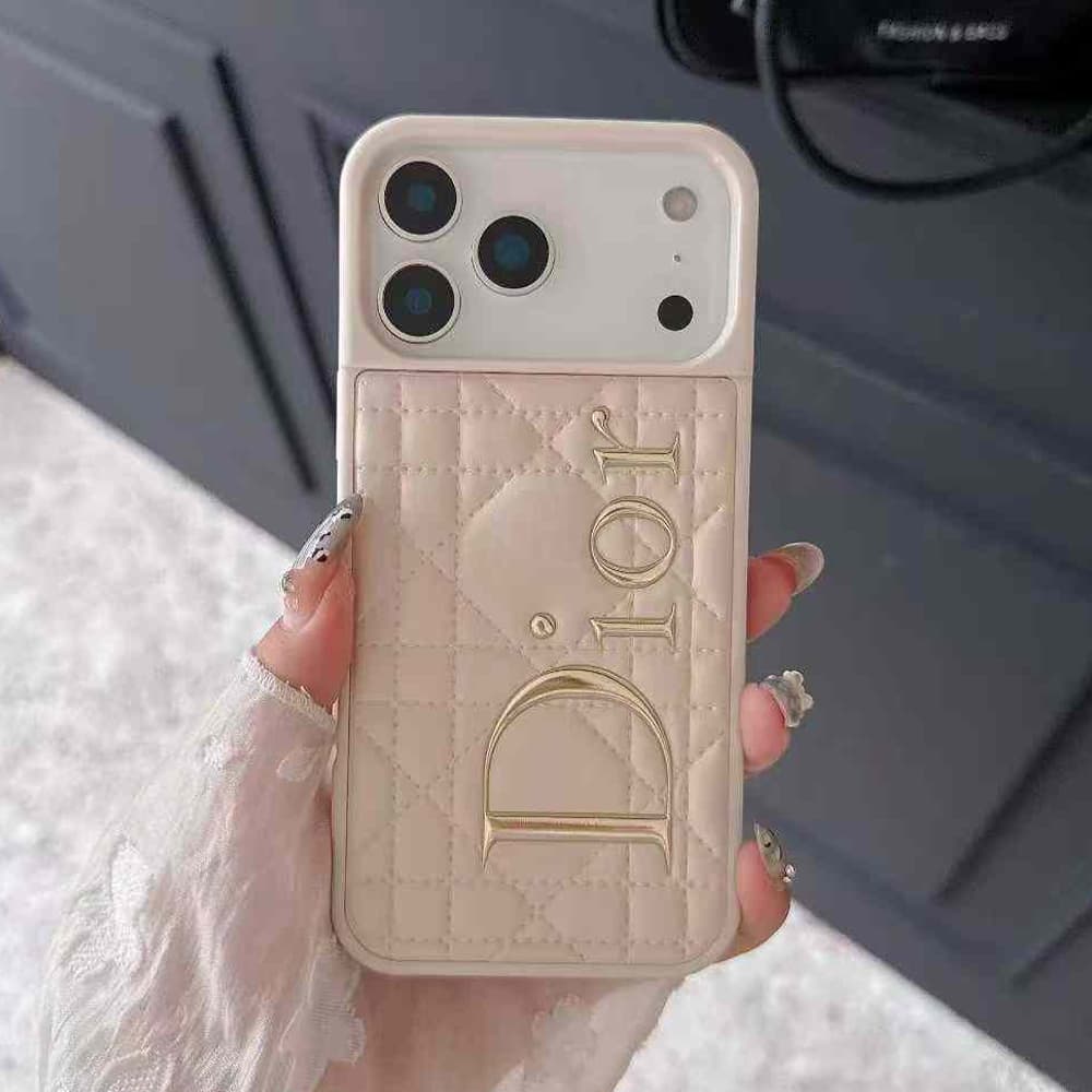 Dior Quilted Pattern with Metallic Logo iPhone Case