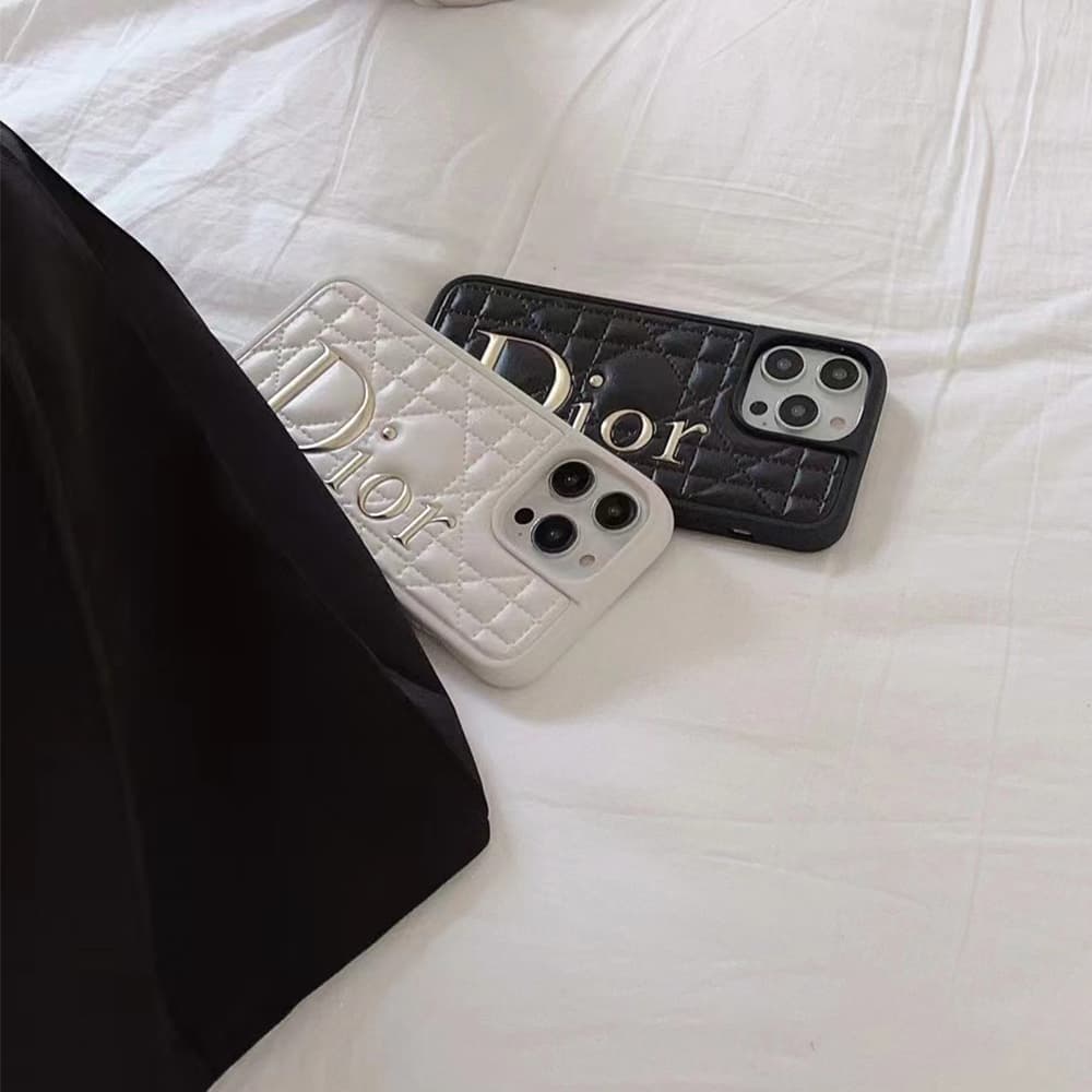 Dior Quilted Pattern with Metallic Logo iPhone Case