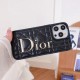 Dior Quilted Pattern with Metallic Logo iPhone Case