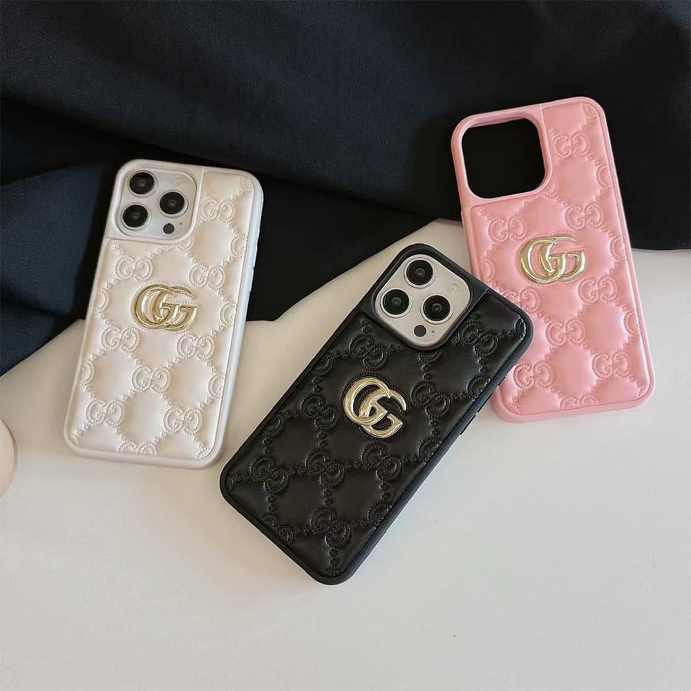 Gucci GG Supreme Pattern with Gold Logo iPhone Case