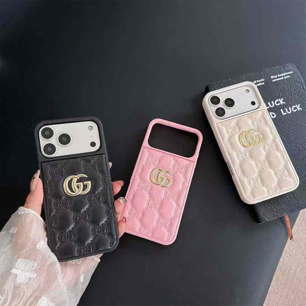 Gucci GG Supreme Pattern with Gold Logo iPhone Case