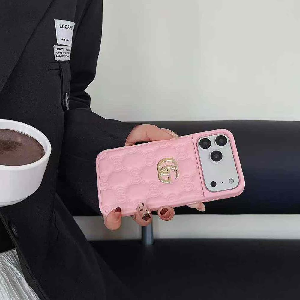 Gucci GG Supreme Pattern with Gold Logo iPhone Case