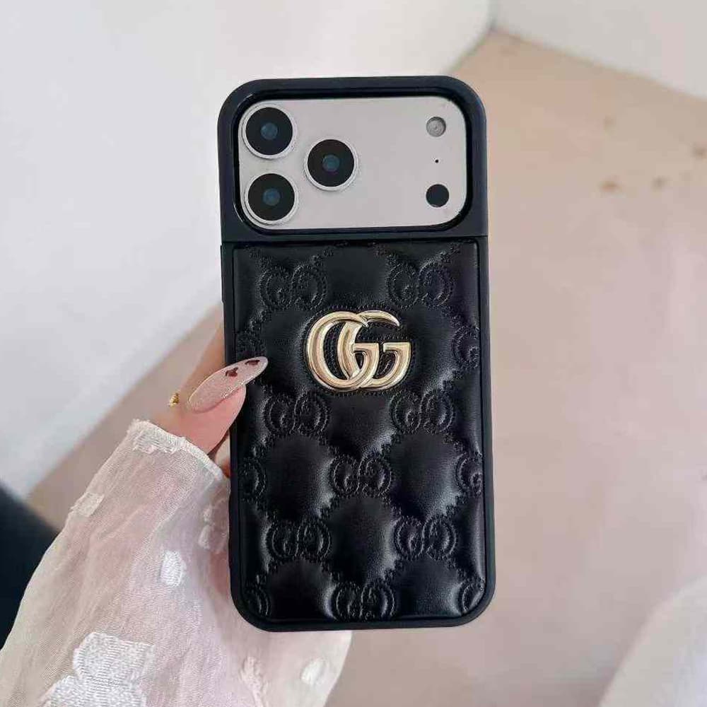 Gucci GG Supreme Pattern with Gold Logo iPhone Case