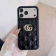 Gucci GG Supreme Pattern with Gold Logo iPhone Case