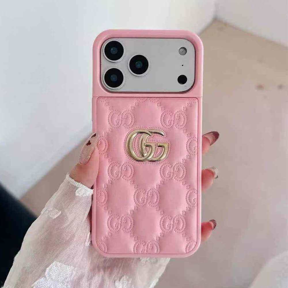 Gucci GG Supreme Pattern with Gold Logo iPhone Case