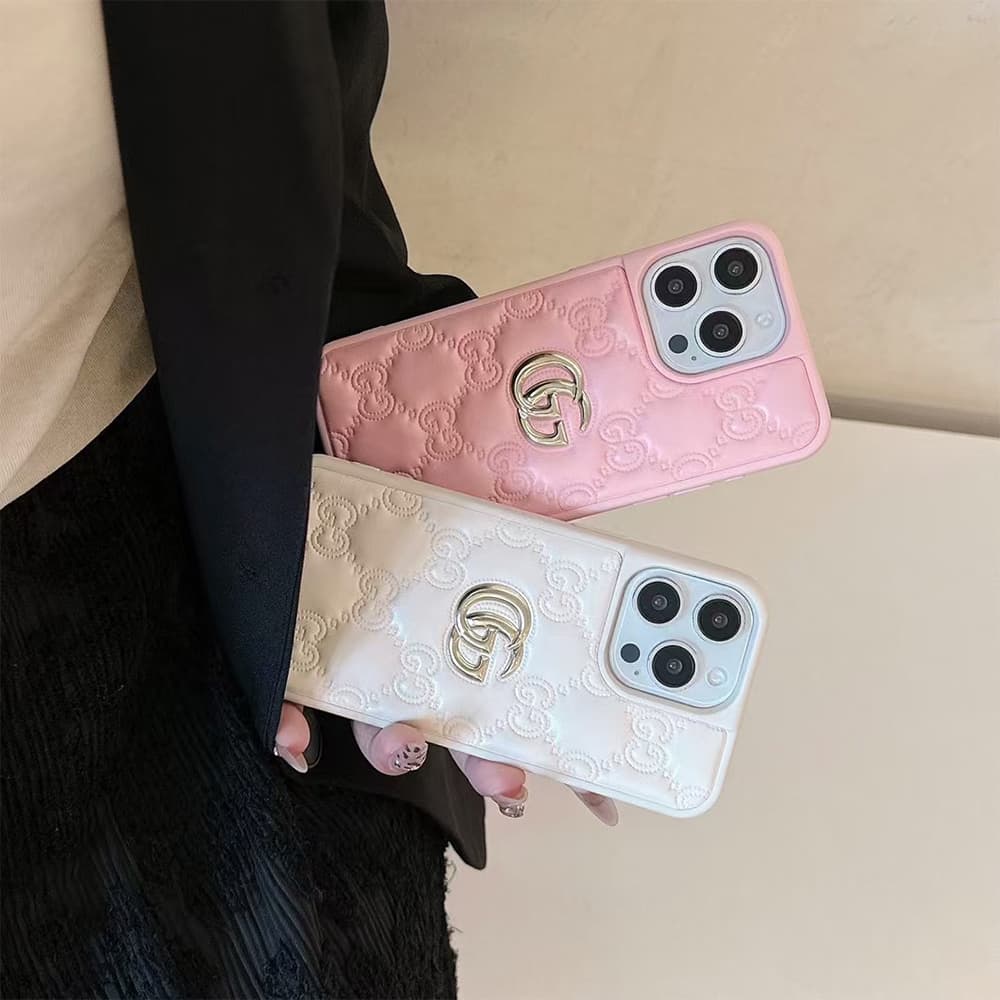 Gucci GG Supreme Pattern with Gold Logo iPhone Case