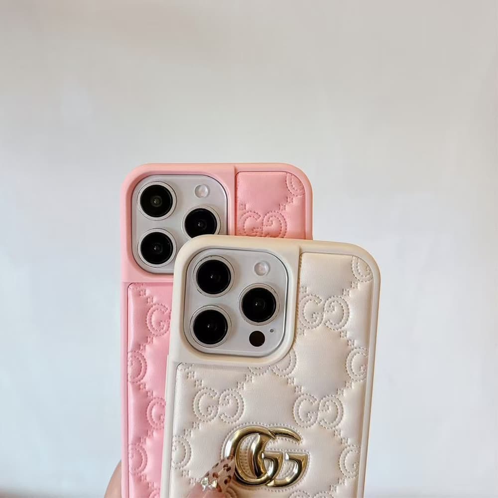 Gucci GG Supreme Pattern with Gold Logo iPhone Case