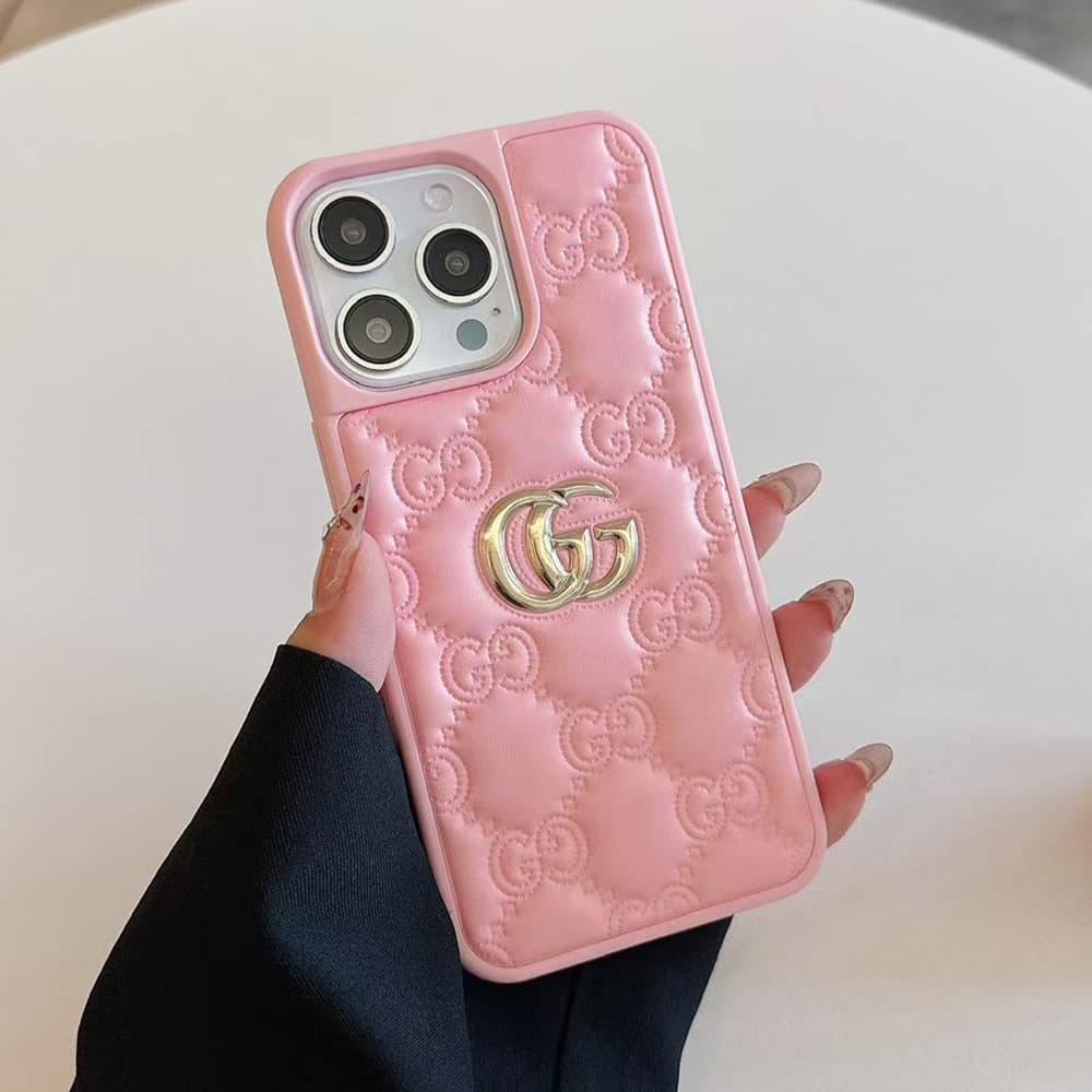 Gucci GG Supreme Pattern with Gold Logo iPhone Case
