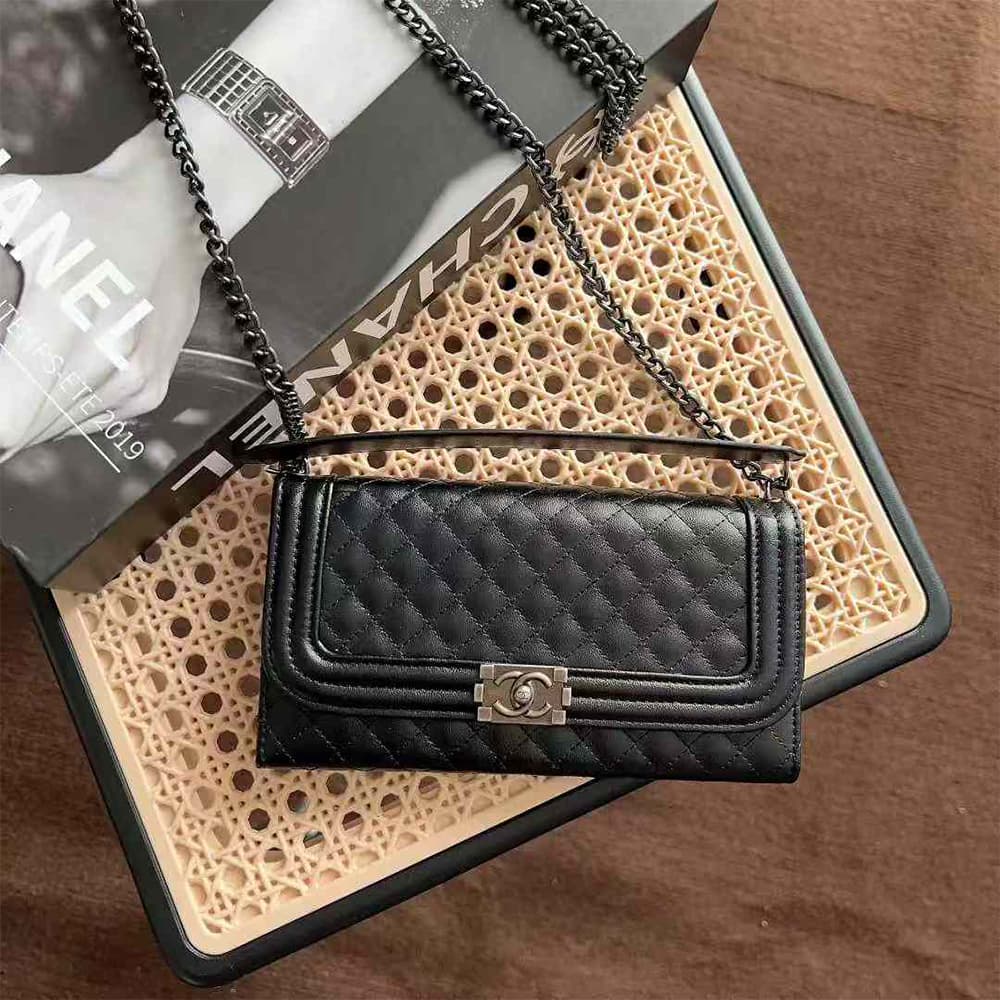 Chanel The Boy Classic Quilted iPhone Case with Chain Strap, Card Slots & Mirror