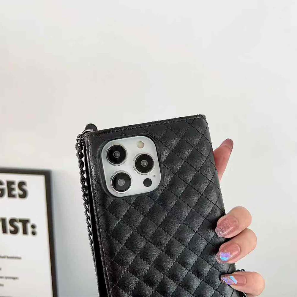 Chanel The Boy Classic Quilted iPhone Case with Chain Strap, Card Slots & Mirror