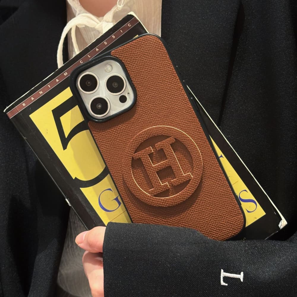 Hermès H Logo Premium Leather iPhone Case