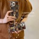 Louis Vuitton Crystal LV Logo & Beaded Chain, Colorful Checker Design iPhone Case